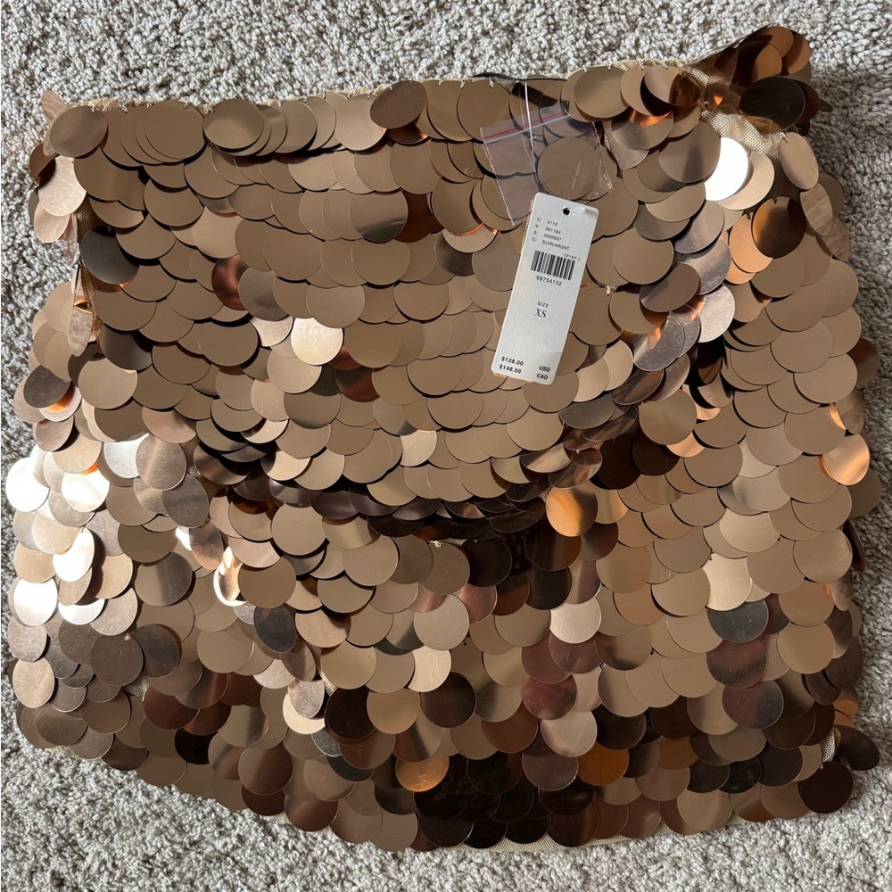 Anthropologie gold sequin tube top size xs